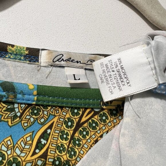 Arden B Y2K Top Size L Ruched Tie Up Long Sleeve Paisley Forest Fairy - Picture 3 of 4